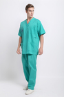 125 GSM Men Nurse V Neck Green Plain Woven Medical Uniform Suit