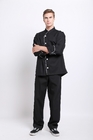 White Cutton White Edage Black Chef Suit