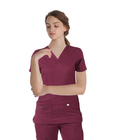 180 GSM Spandex Short Sleeve L Women Plain Woven Scrubs Medical Uniform Wrinkle-free