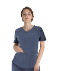 180 GSM Polyester 62% Rayon 33% Spandex 5% Women Plain Nurse Short Sleeve Uniform Antimicrobial Wrinkle-free