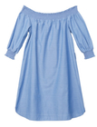 Polyester80% Cotton20%  Smock Pleats Blue Ladies Strapless Dress