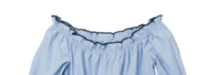 Elastic Belt Blue Polyester Cotton Ladies Strapless Dress
