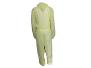 Yellow XXL PP+PE 58GSM Disposable Protective Clothing Rib Knitted Cuffs & Ankles ,Elastic Band On Waist & Head