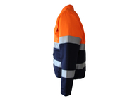 CVC 55/45 245G Orange Navy Orange Quilted Reflective Jacket Three Flap Pockets
