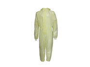 Yellow XXL PP+PE 58GSM Disposable Protective Clothing Rib Knitted Cuffs & Ankles ,Elastic Band On Waist & Head