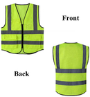 100% Polyester High Visibility Fluorescent Reflective Mesh Vest With Pockets Zipper