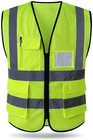 100% Polyester High Visibility Fluorescent Reflective Mesh Vest With Pockets Zipper