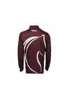 180GSM Lapel Collar Long Sleeve Men Burgundy Shirt With Buttons Sublimation Printing