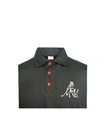 180GSM Lapel Collar T-SHIRT & POLO Red Buttons Black Long Sleeve T Shirt