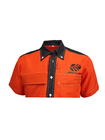 195GSM 65% Polyester 35% Cotton T Shirt For Men Color Orange Contrast Black