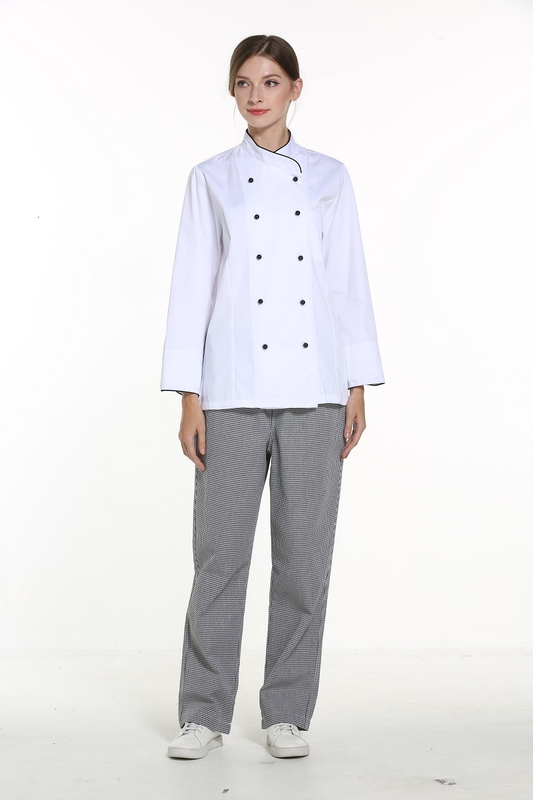 White Unisex Pants Elastic Waist Chef Uniform