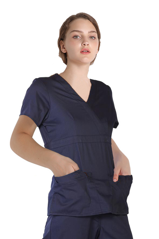 155 GSM Women Polyester Spandex Short Sleeves Scrubs Medical Uniform