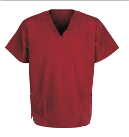 155 GSM Dull Red V Neck Short Sleeve Dull Red Medical Uniform Scrubs Antimicrobial