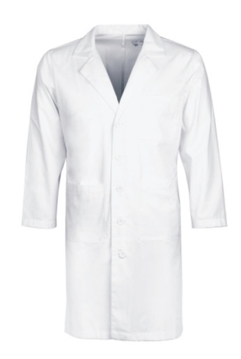 180 GSM Doctor Unisex White Plain Woven Long Sleeve Coat Antmicrobial Wrinkle-free