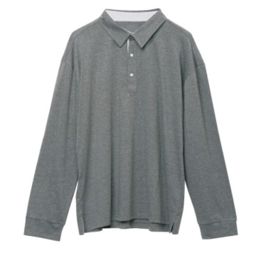 180gsm Collar Woven Belt Grey Long Sleeve Knitted Shirt
