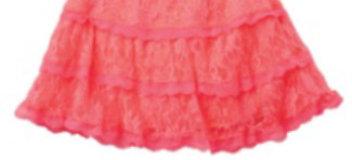 Children Polyester Spandex Rose Red Lace Short Skirt