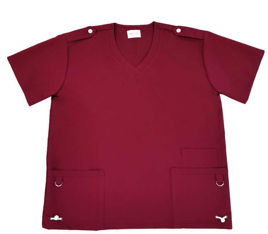 155 GSM LOGO Customized Dull Red Working Clothes For Nurses Doctors Antimicrobial Wrinkle-free