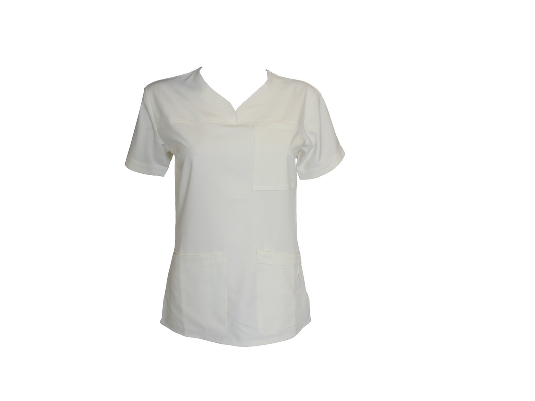 155G Women Medical Uniform Polyester Spandex Short Sleeve Scrubs