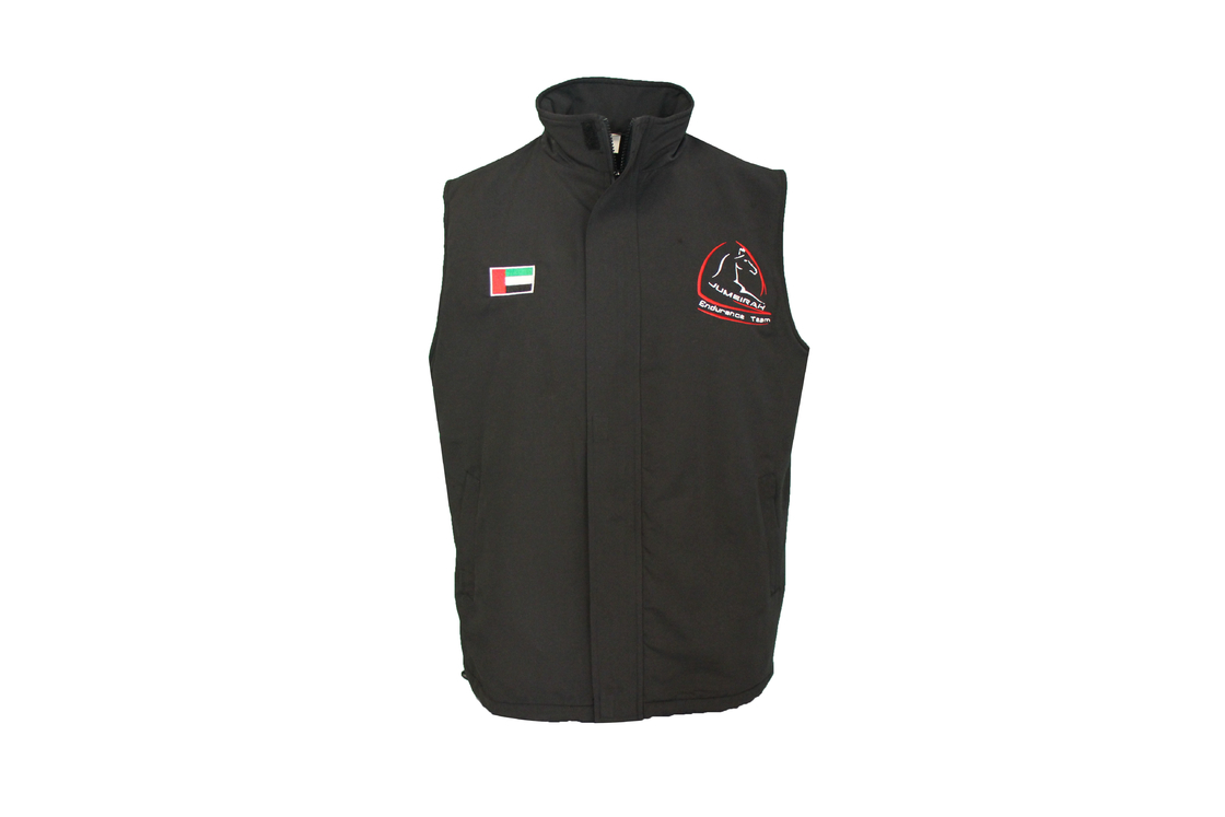 Thermal Black 413g Fleece Jacket Sleeveless With Embroidery