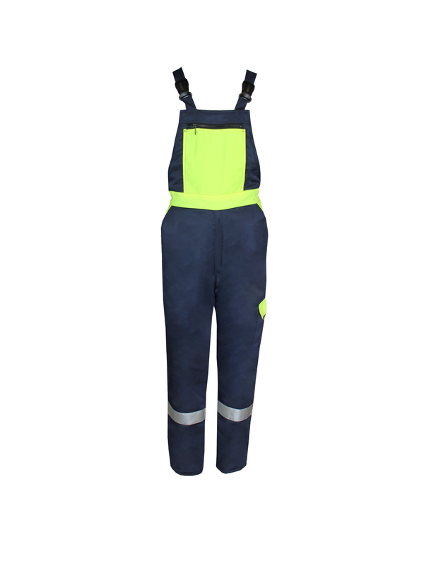 345 GSM Quilted Workwear Bib Overalls Adjustable Buckles And Reflective Tapes