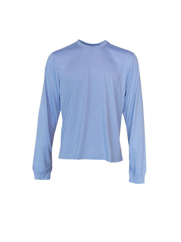 170 GSM 65% Polyester 35% Cotton Blue Crew Neck T-shirt